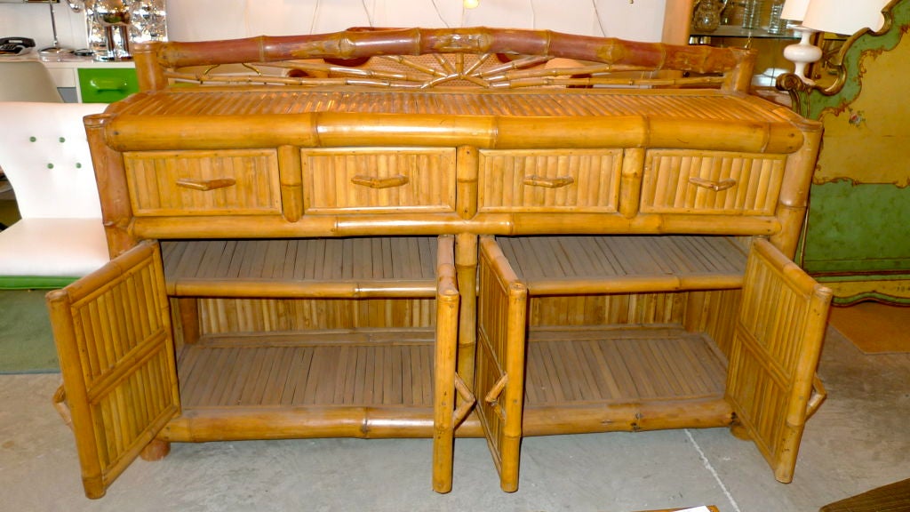 Vintage Bamboo Server Sideboard For Sale at 1stDibs