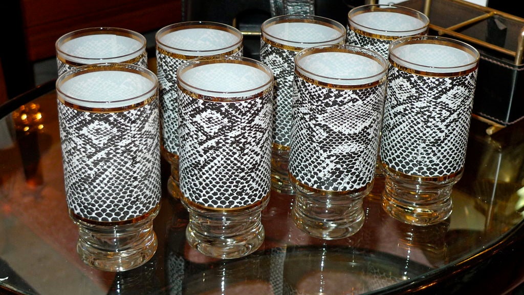 Set of Snakeskin Decorated High-Ball Glasses 1