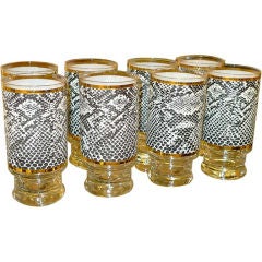 Set of Snakeskin Decorated High-Ball Glasses