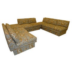 Custom Thayer Coggin Banquette Sectional in Quilted Leopard