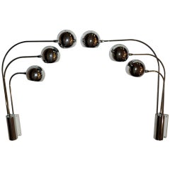Pair of 3 Arm Chrome Eye Ball Sconces by Mutual Sunset Lighting 12