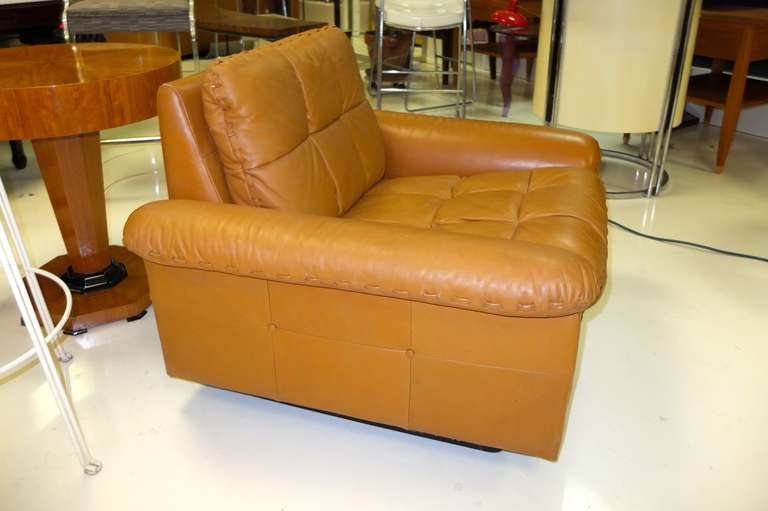 De Sede 1970's Leather Club Chair In Excellent Condition For Sale In Hanover, MA