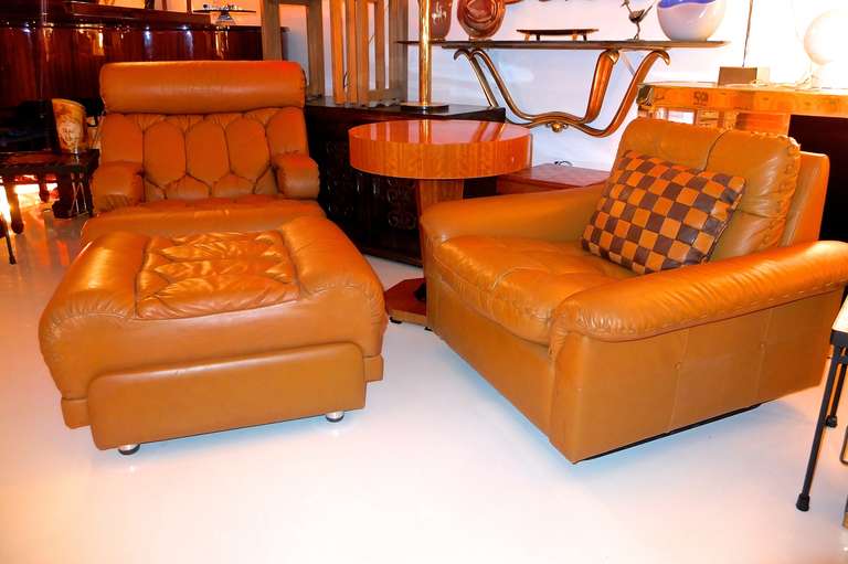 caramel leather ottoman