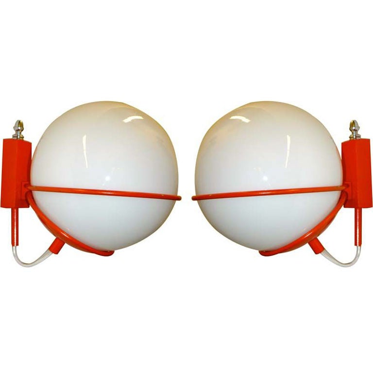 Pair of Italian Ball and Hoop Sconces For Sale