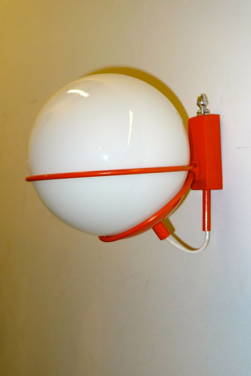 Mid-20th Century Pair of Italian Ball and Hoop Sconces For Sale