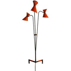 French 1950s Tripod Tri-Cone Floor Lamp by Lunel