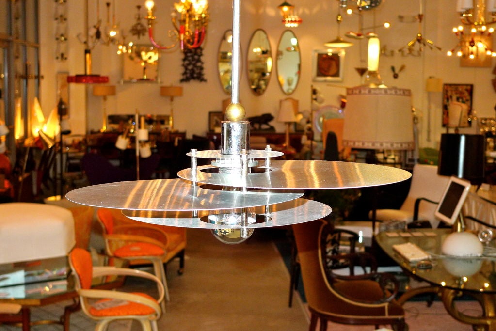 French Pendant Fixture in the Manner of Rene Herbst