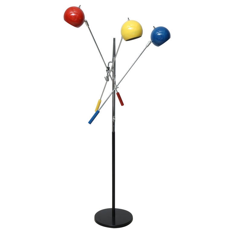 Three Arm Articulating Floor Lamp with MultiColor Balls at 1stDibs