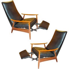 Vintage Pair of Milo Baughman Reclining Lounge Chairs