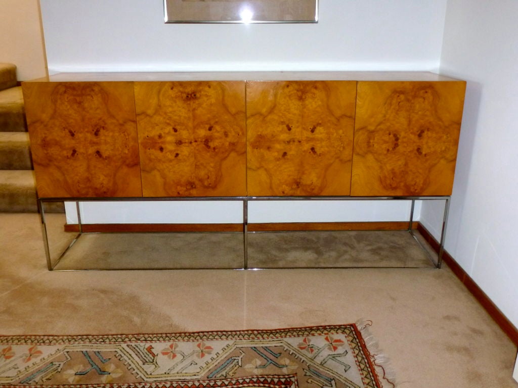 Late 20th Century Milo Baughman Burlwood Floating Sideboard