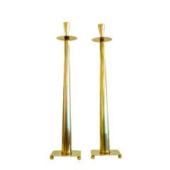 Pair of Tall Brass Candlesticks
