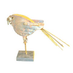 Brutalist Metal Craft Parrot Sculpture