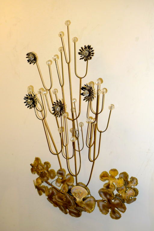 Curtis Jere (signed and dated 1970) wall sculpture of flowers