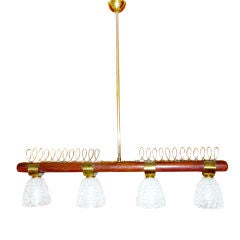 Barovier & Toso Linear Chandelier with Rostrato Glass