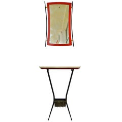 Table console italienne & Miroir par Cesare Lacca