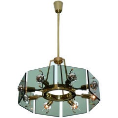 1960's Italian Brass & Glass Chandelier 6