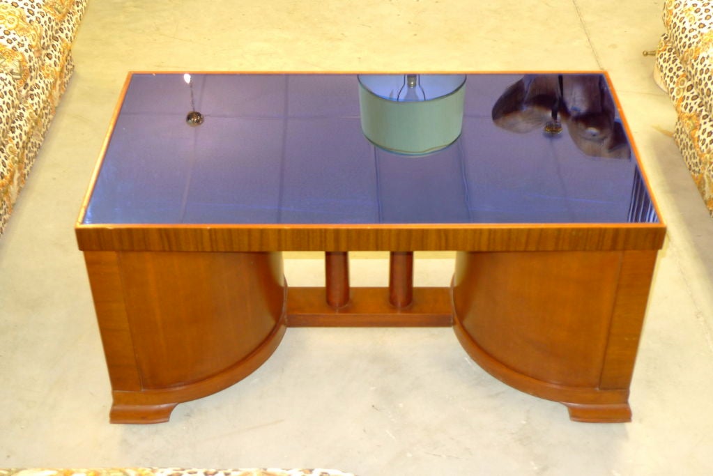 American Deco Tails Table With Cobalt Blue Mirror At 1stdibs Mid 20th Century American Deco Tails Table With Cobalt Blue Mirror