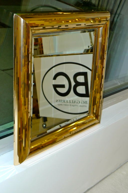 American Jon Gilmore Square Frame Golden Mirror For Sale
