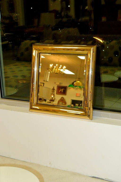 Jon Gilmore Square Frame Golden Mirror For Sale 2