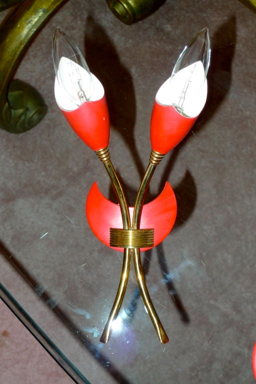 Aluminum Pair of G.C.M.E Mod.351 Tulip Form Italian Sconces For Sale