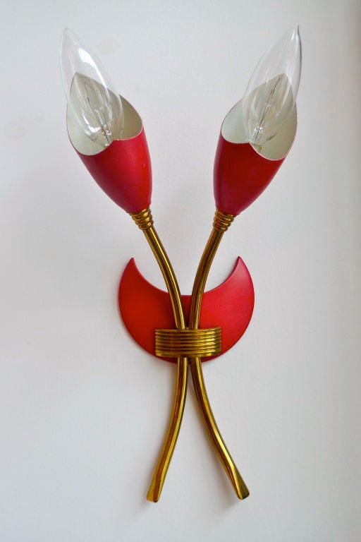 Mid-Century Modern Pair of G.C.M.E Mod.351 Tulip Form Italian Sconces For Sale