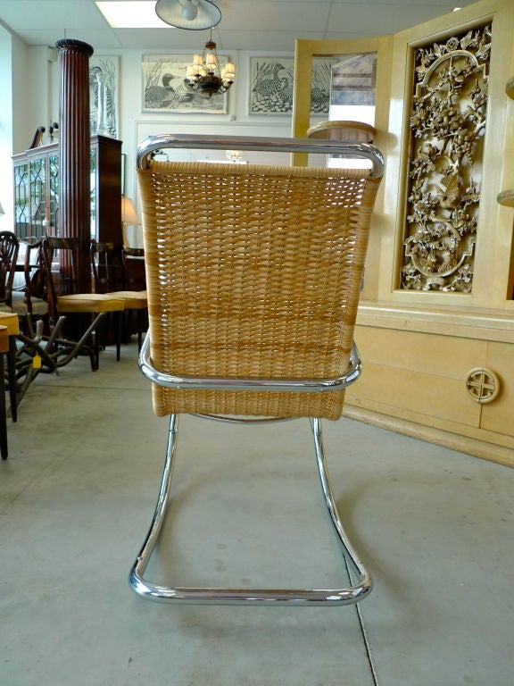 Bauhaus Italian Tubular Chrome & Wicker Rocking Chair