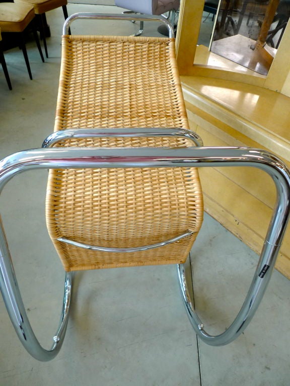 Italian Tubular Chrome & Wicker Rocking Chair In Good Condition In Hanover, MA