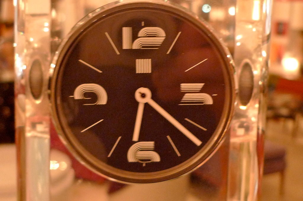 Late 20th Century Pierre Cardin Lucite Table Clock