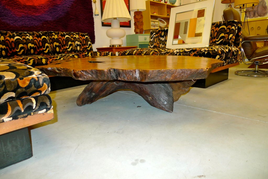 Mid-20th Century Massive Redwood Burl Root Table