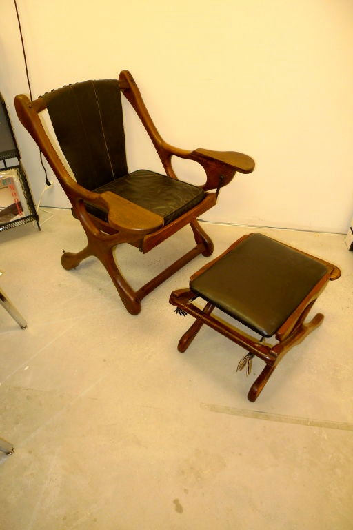 Don Shoemaker for Senal Sling Swinger Chair With Ottoman In Good Condition For Sale In Hanover, MA