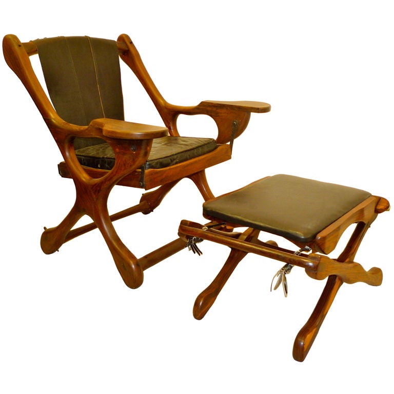 Don Shoemaker for Senal Sling Swinger Chair With Ottoman For Sale
