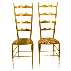 Retro Six Brass Chiavari Ladder Back Chairs