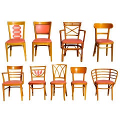 Set of 9 Art Deco Cafe Chairs by Kohn Mundus