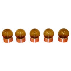 Set of 5 Lightolier Smoked Glass Ball Lights 7