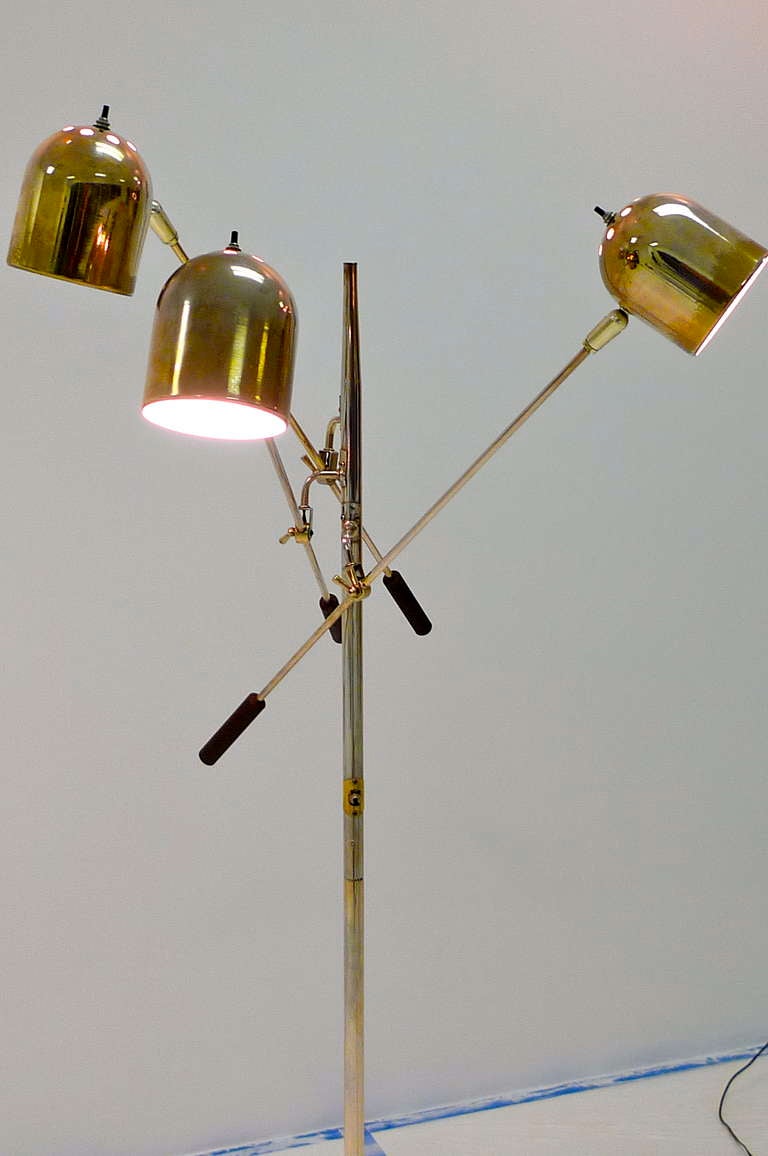 Mid-Century Modern 1960's Italian Floor Lamp with 3 Articulating Arms 