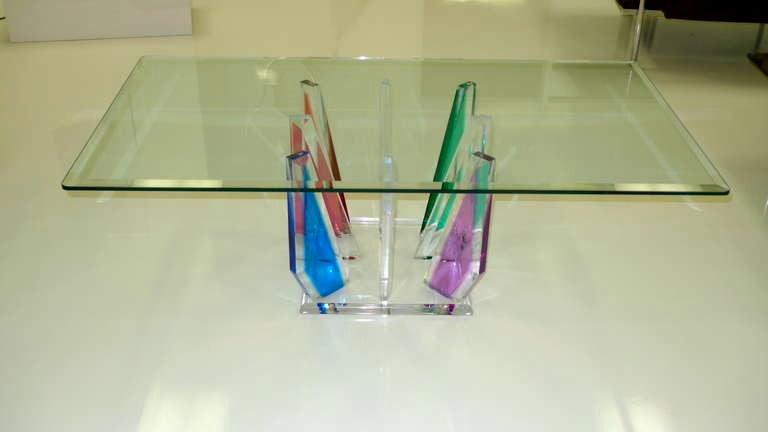 American Multi-Color Lucite Stalagmite Cocktail Table