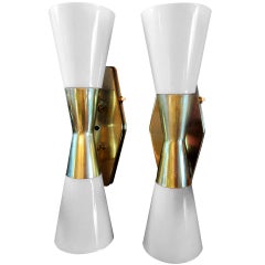 Vintage Pair of Atomic Sconces by John C. Virden