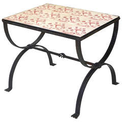 French Wrought Iron Cerule Table with Tile Top