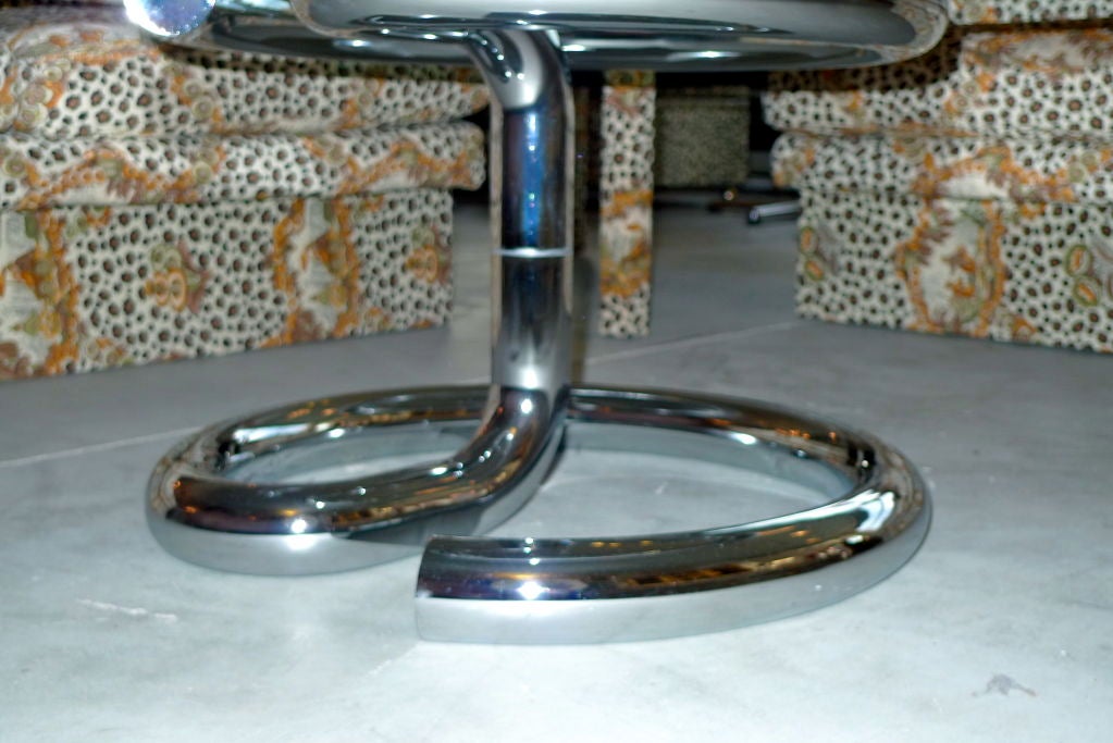 1970's Tubular Chrome Round Cocktail Table by Paul Tuttle 3