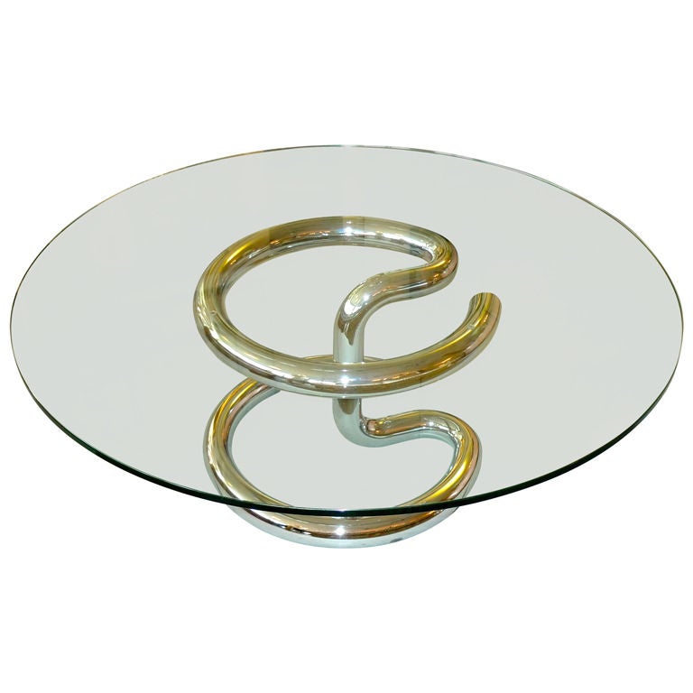 1970's Tubular Chrome Round Cocktail Table by Paul Tuttle