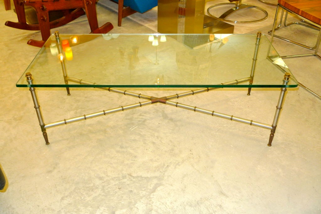 Aluminum & Brass Bamboo Form Cocktail Table