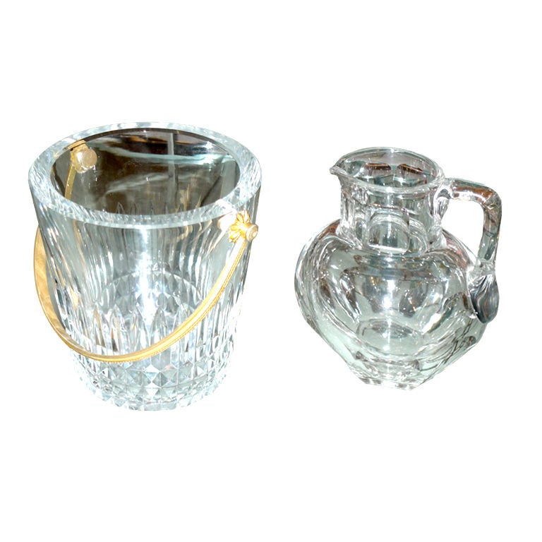 Vintage Baccarat Ice Bucket and Water Pitcher