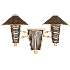 Retro Three Light Wall Sconce Attributed to Jacques Biny