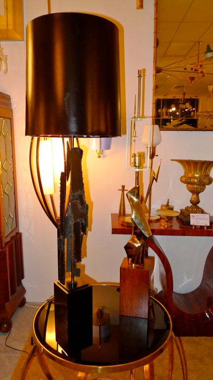 Late 20th Century Monumental Brutalist Iron Lamp by Richard Barr for Laurel For Sale