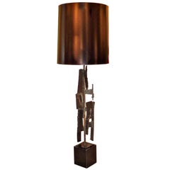 Monumental Brutalist Iron Lamp by Richard Barr for Laurel