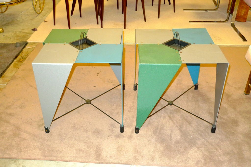 Iron Pair of Harlequin Tables For Sale