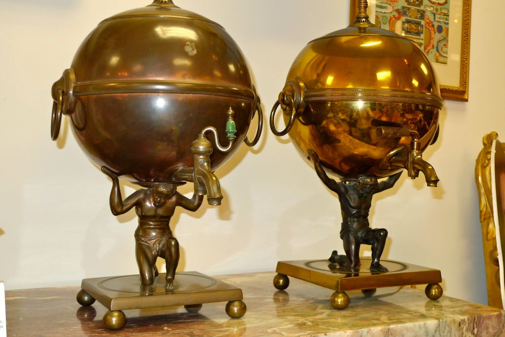 Empire Revival Atlas Globe Samovar Table Lamp For Sale
