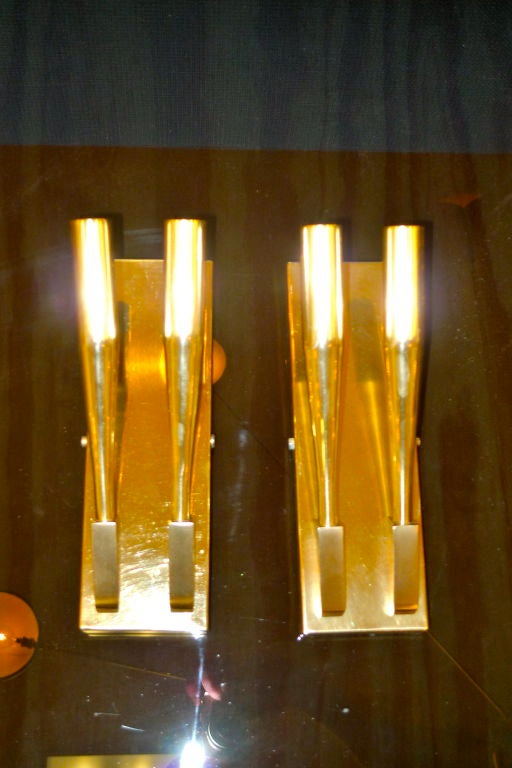 Mid-Century Modern Pair of Brass Sconces attributed to Gio Ponti