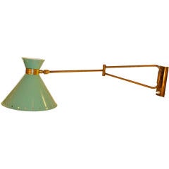 Rene Mathieu for Lunel Swing Arm Wall Sconce in Green 5