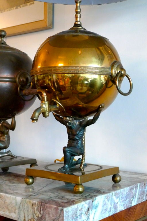 Atlas Globe Samovar Table Lamp For Sale 2